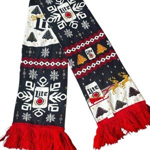 Miller Lite Beer Ugly Christmas Scarf Collectible Reindeer
Snowflake